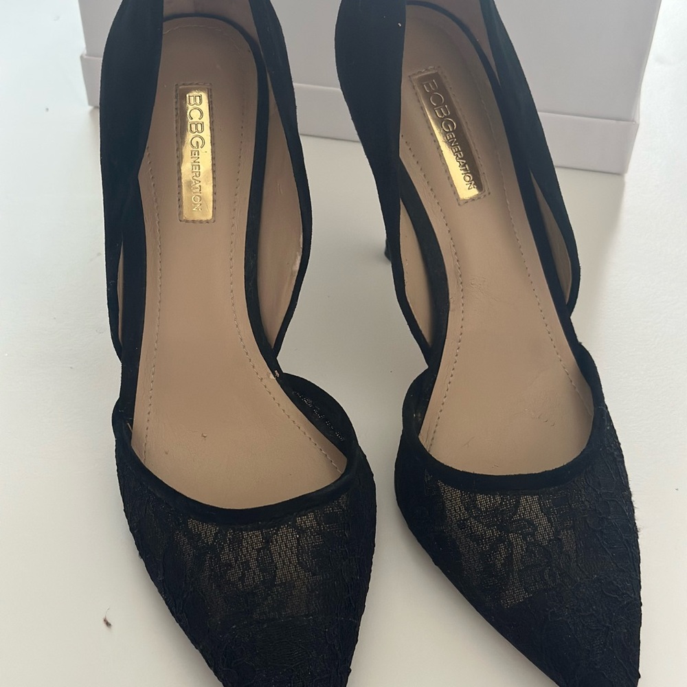 BCBG Black Lace Heels size 8M